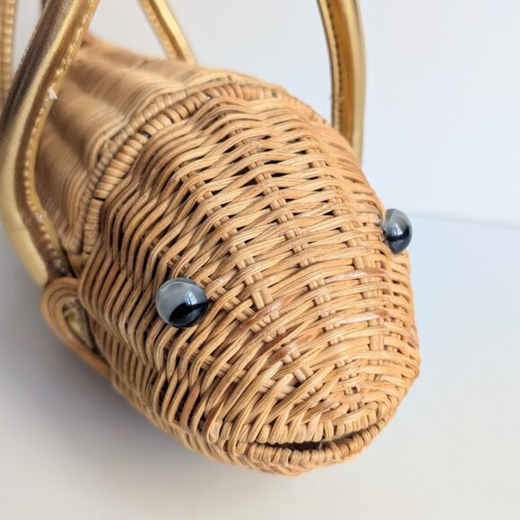 Vintage Cappelli Fish Shaped Wicker Purse - Picture 2 of 13
